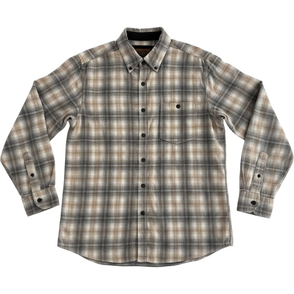 North River Men's Plaid Flannel Button Down Shirt Oatmeal NRM6388 Medium